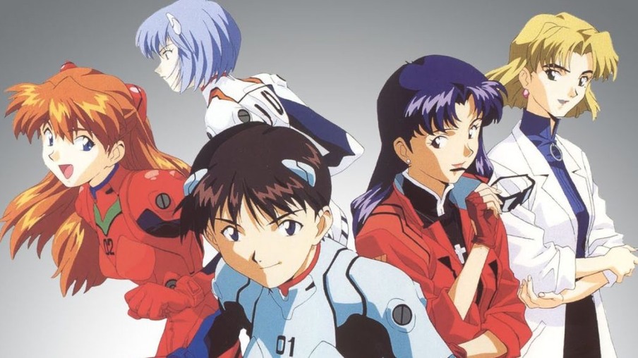 Asuka, Shinji e Rei, os três pilotos principais das Unidades Evangelion.