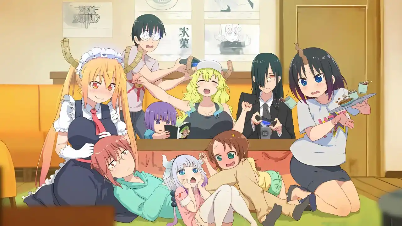 Tohru e Kanna sorrindo em casa, em um momento de paz e alegria.