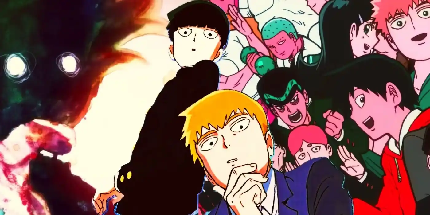 Mob e Reigen enfrentando mais do que apenas espíritos.