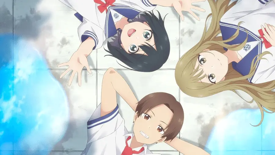 Makoto sorrindo sob a luz do sol, capturando a essência do título do filme, 'Sunshine After the Rain'.