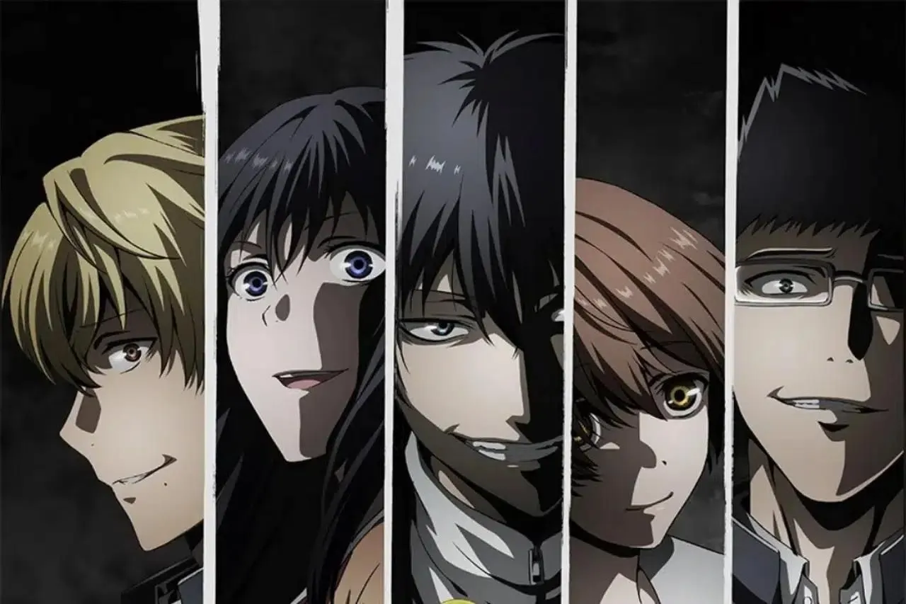 Imagem promocional de Tomodachi Game, com o grupo de amigos reunido