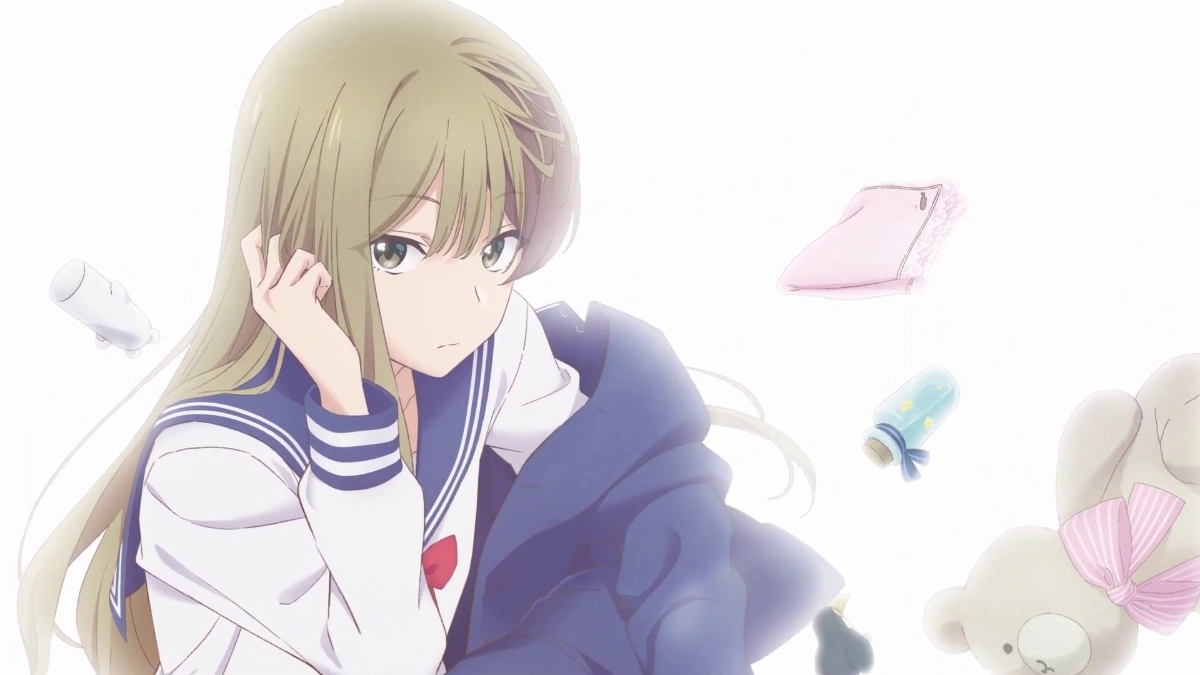Makoto, Saki e Ryuji juntos em uma arte promocional do filme Senpai is an Otokonoko: Sunshine After the Rain.