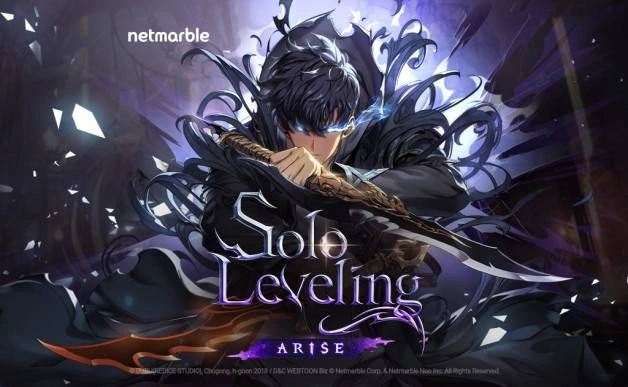 Sung Jinwoo em destaque, com seu exército de sombras emergindo ao fundo, em uma arte promocional de Solo Leveling Arise.