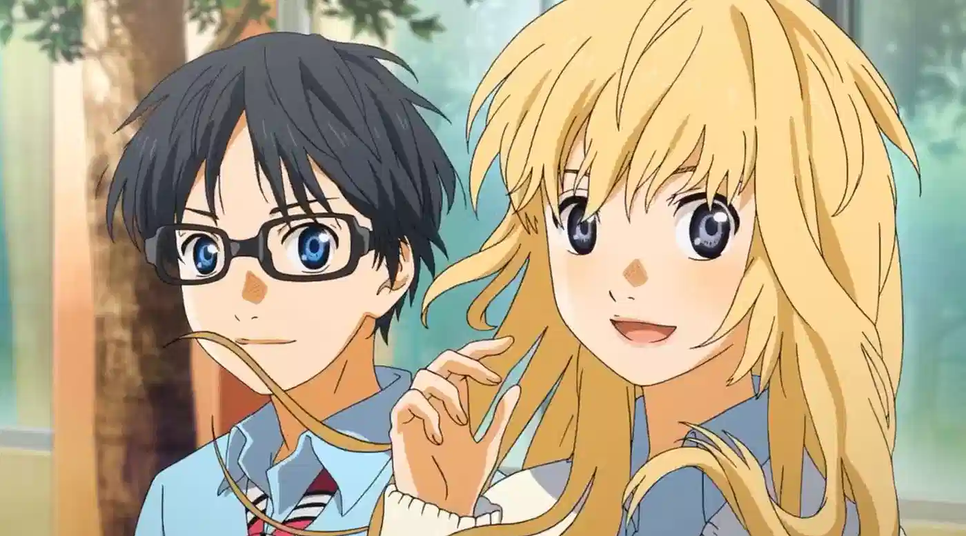 Kousei Arima e Kaori Miyazono tocando juntos